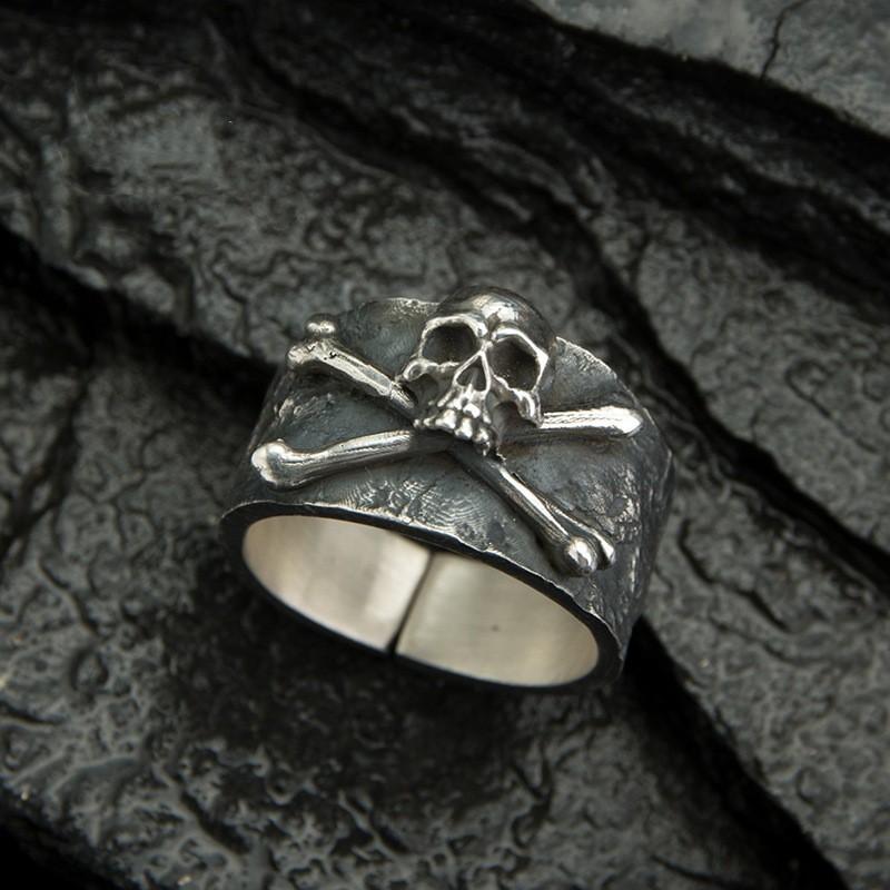 Adjustable Skull Ring Men Women Vintage Punk Rock Open Finger Plated Geometric Statement Jewelry
