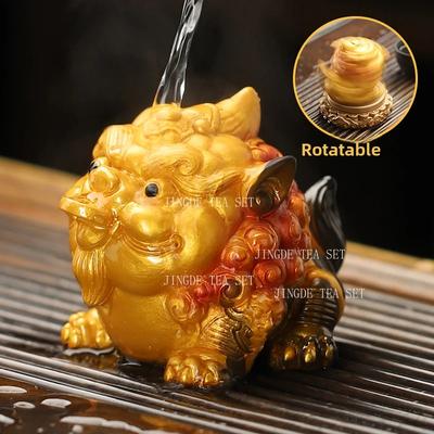 Resin Discoloration Upon Contact with Water Lucky Pixiu Tea Pet Creative Boutique Living Room Tea Table Decoration