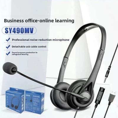 3.5mm USB Call Center Headset Wired Volume Control Business Headphones Mute Cancelling with Mic Earphones Call Headphones