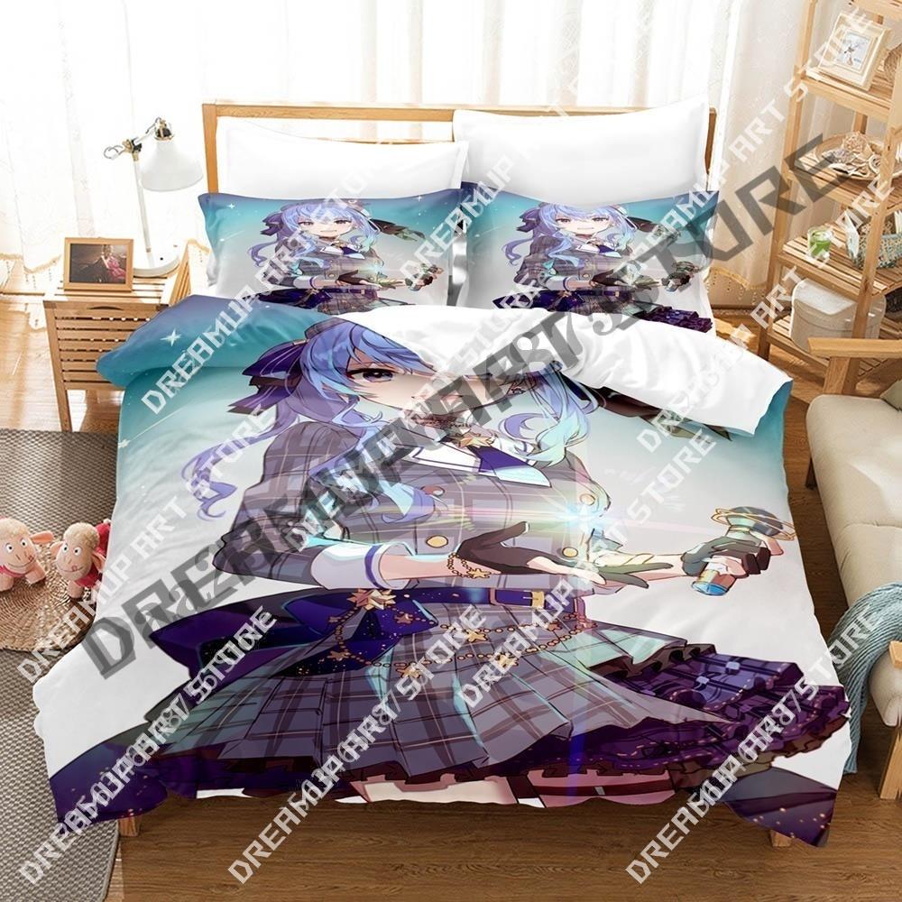 3D Print Hoshimachi Suisei Bedding Set Single Twin Full Queen King Size Bed Set Aldult Kid Bedroom Duvetcover Sets 3D Anime Bed