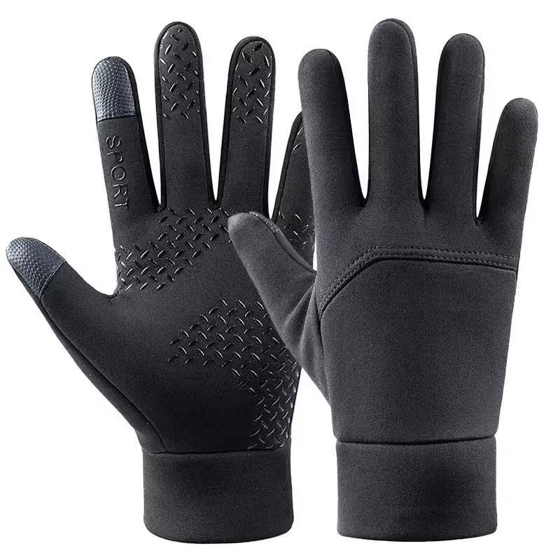 Polar Fleece Gloves, Non-Slip, Thickened, Fleece-Lined, Warm, for Cycling, Winter Driving, Cold-Proof, Windproof, Waterproof, Touch Screen