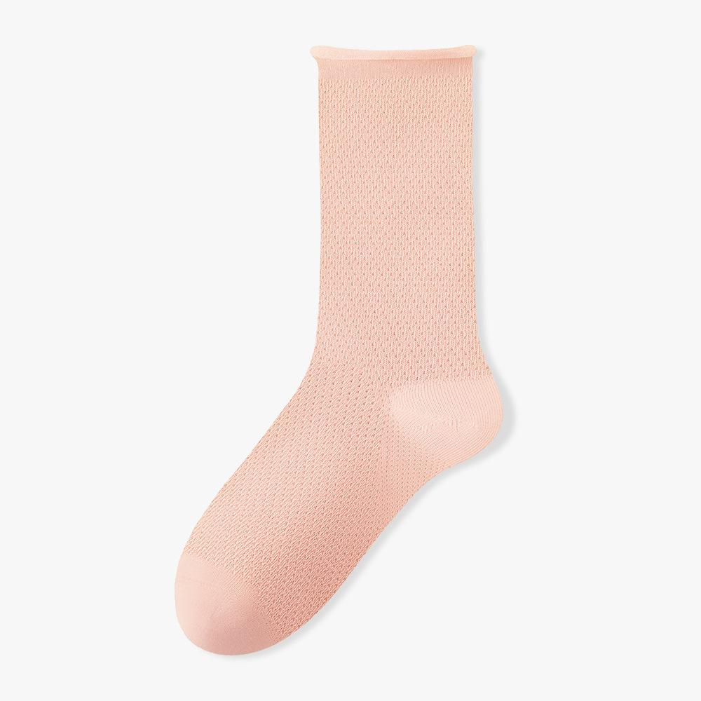 Female Spring and Summer Pure Cotton Mesh Ultra Thin Boneless Deodorant Sweat Absorption in The Tube Pile Socks