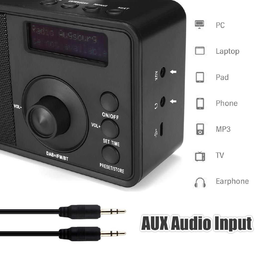 DC 5 V Portable DAB+FM Wireless Digital Radio Player Receiver Handheld Bluetooth Music Stereo Radio Speaker AUX LCD Alarm Clock