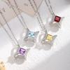 S925 reines Silber natürliche gelbe Granat Halskette, quadratischer Sternförmiger Kristall Anhänger, luxuriöser Schmuck mit gebürsteter Handwerkskunst, Geschenk