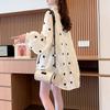 Women's Polka Dot Lapel Mesh Mesh Loose Single Breasted Long Sleeve Shirt