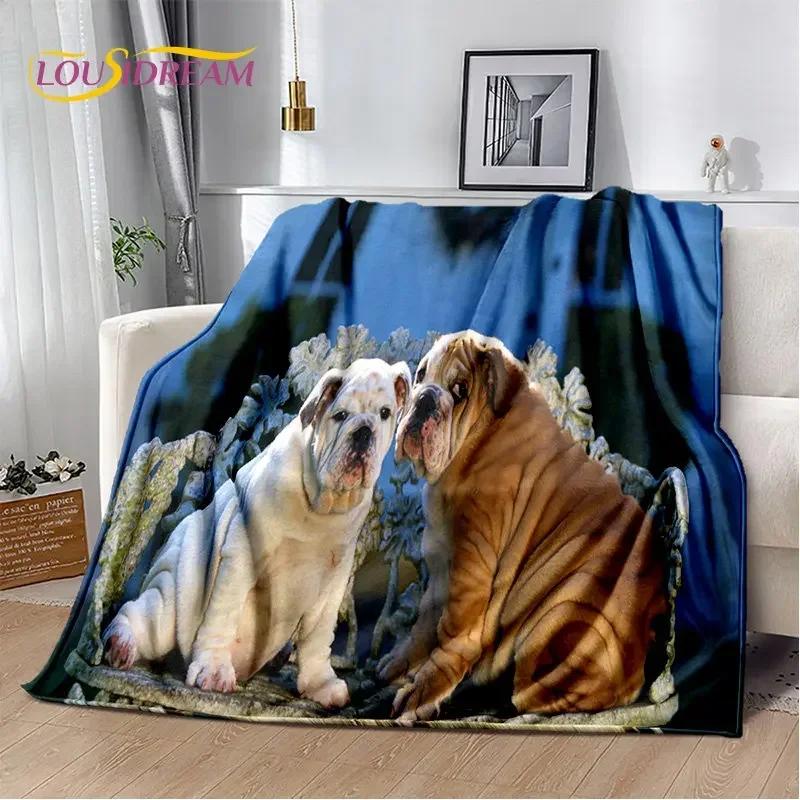 Manta de Felpa Suave para Mascota Perro Pit Bull Francés de Dibujos Animados, Manta de Franela, Manta para Sofá, Cama, Sala de Estar, Dormitorio, Cubierta de Picnic