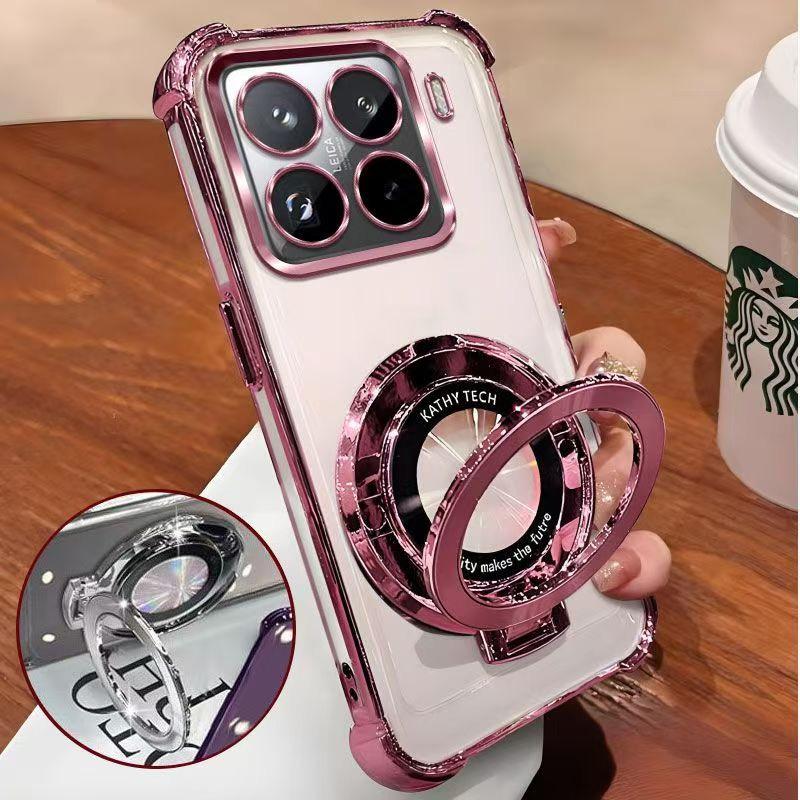 Shockproof Plating Magnetic Bracket Magsafe Case on For OPPO Reno 14 14F13 12 11 Reno14 Reno13 F Pro 13F 12F 11F Silicone Cover