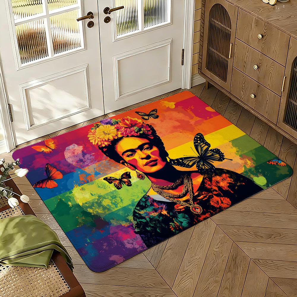 Tappetino F-Fridas Art K-Kahlo Morbido Ispessito Assorbente Antiscivolo Tappetino per Porta Camera da Letto Soggiorno Decorazione per la Casa Tappeti in Flanella