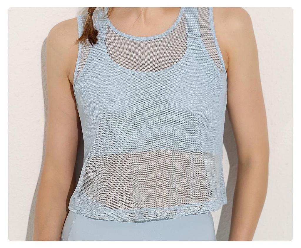 Damska szybkoschnąca siateczkowa kamizelka do jogi - Bez rękawów, oddychająca, lekka narzutka