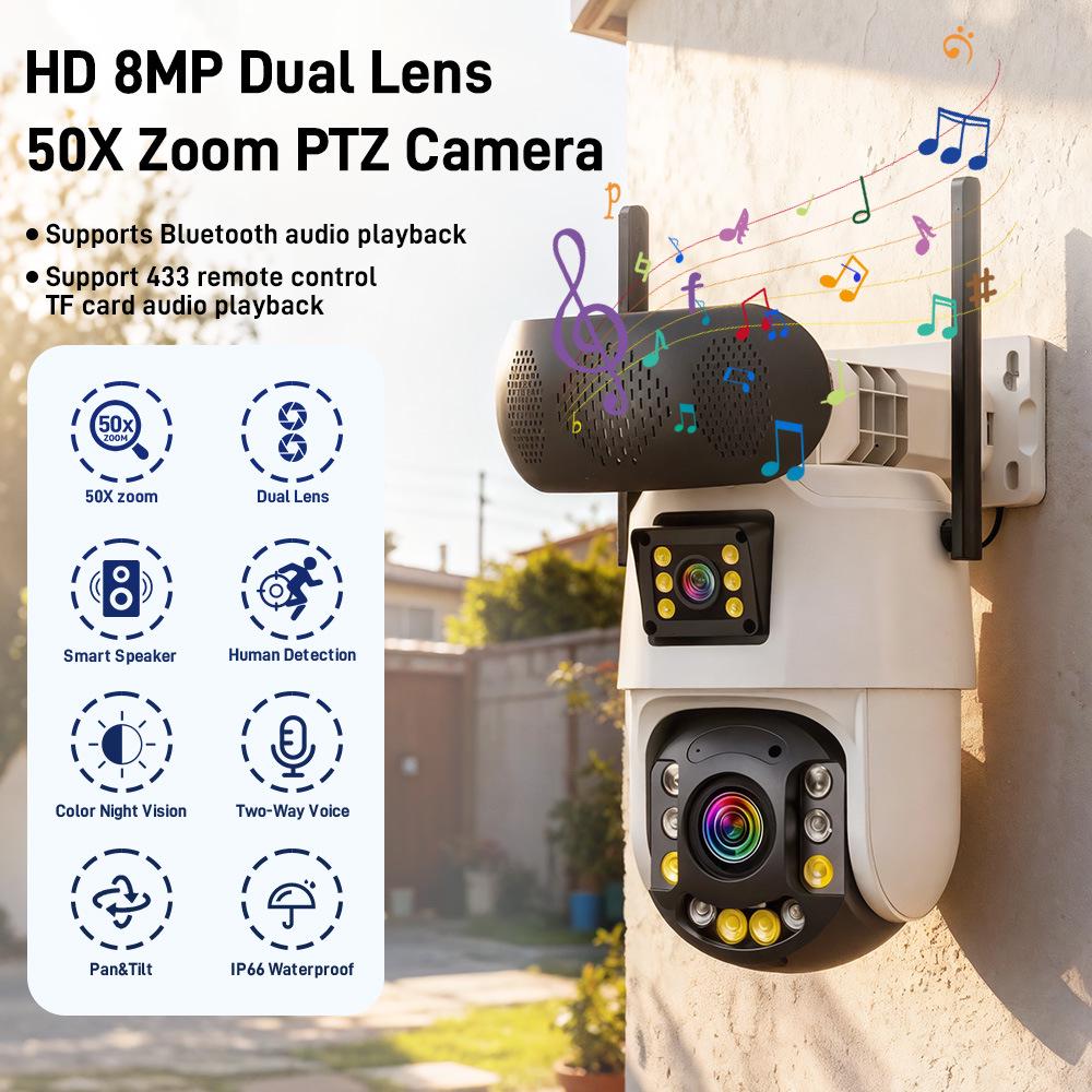 ICsee 6-Inch 50x Optical Zoom Binocular Surveillance Camera with Metal Shell and 4G Connectivity