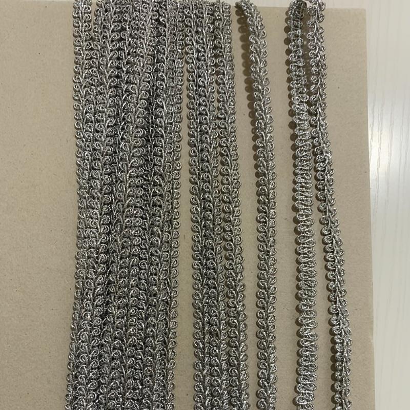 10 Yard (9,1 Metri) Di Bordo In Pizzo Con Brillantini - Intreccio Metallizzato Larghezza 3,5 Cm - Passamaneria Per Cucito E Fai Da Te