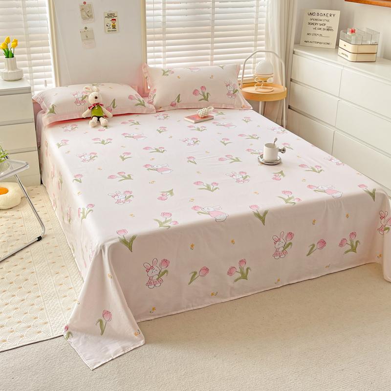 1 buc cearșaf de pat din bumbac 100% cu animale din desene animate lenjerie de pat dublu superior pentru fete, băieți, copii