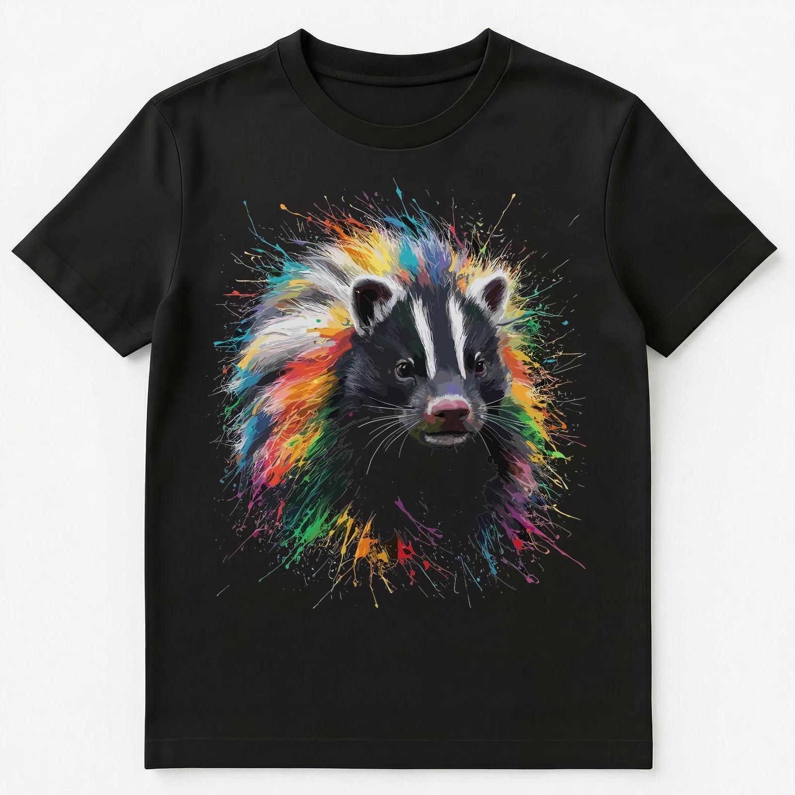

Colorful Paint Splash Cute Skunk Art Graphic Unisex T-Shirt M