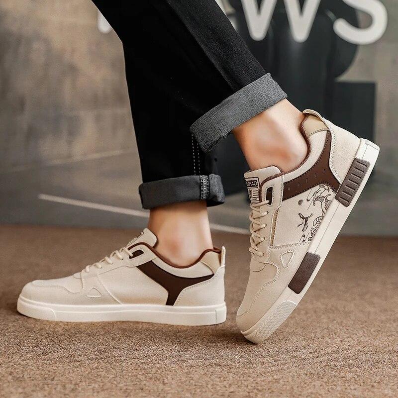 Jesienno-zimowe męskie skórzane buty na deskorolkę Wiosenne męskie studenci Sportowe bieganie Walking Casual Trampki