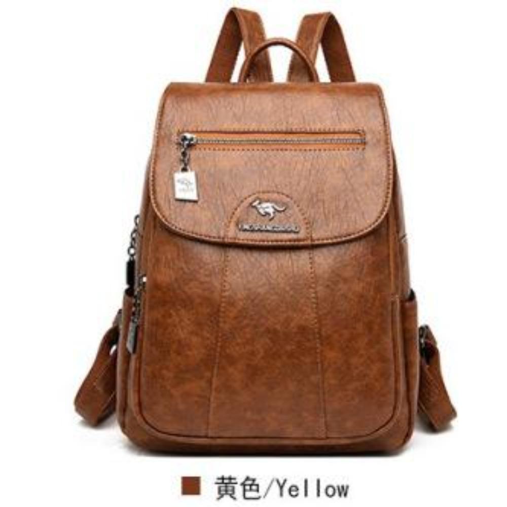 

Hot Selling Retro Soft Leather Backpack for Women, Simple and Large Capacity Travel Backpack for Women, Student Backpack, Business Bag жовтий