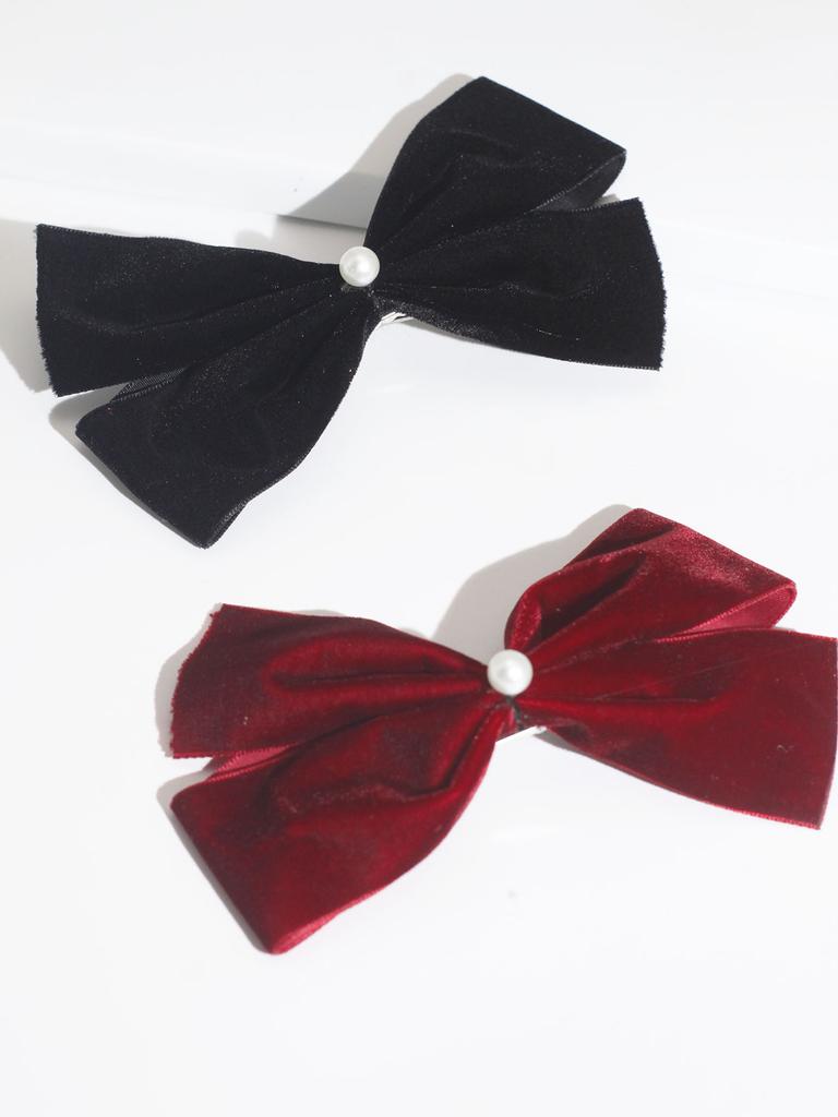 Lystrfac Women Velvet Hairpin Pearl Bowknot Hair Clip Fashion Korean Hairpin Ribbon Barrettes Duckbill Clip Hair Accessories