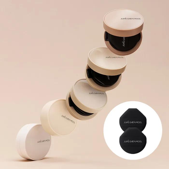 Jeong Saem Mool Skin Nude Cushion Concealer (2 Double Edge Puffs Included)