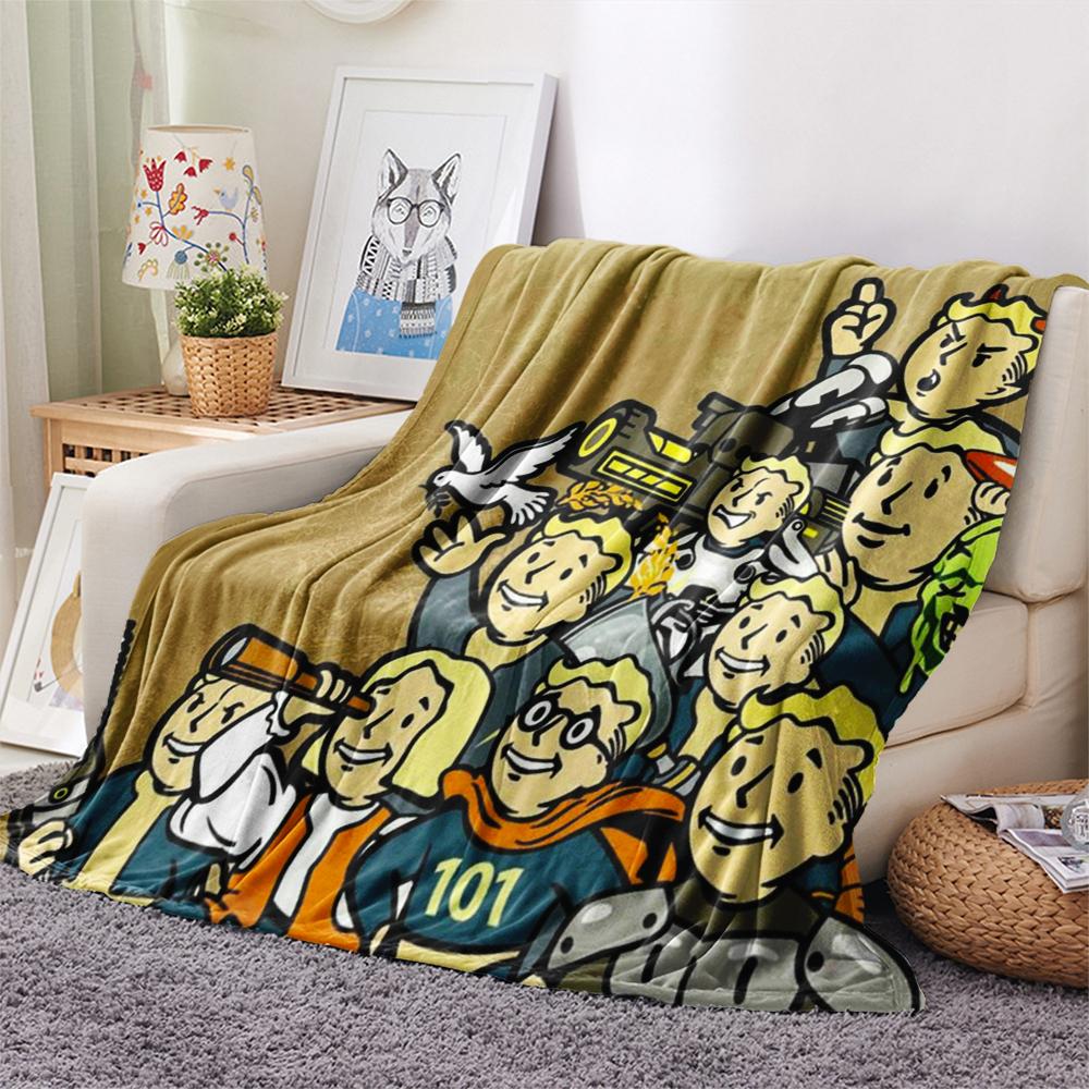 1PC Fallout Print Flannel Blanket, High quality All Seasons, Home Decor, Warmth and Comfort, Perfect for Christmas Gifts
