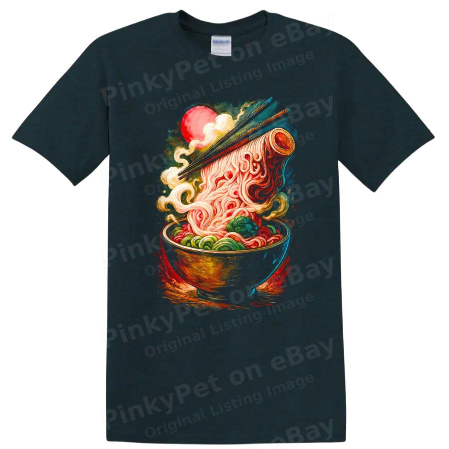 Japanese Noodles Bowl Graphic T Shirt for Food Lovers Cool Tee