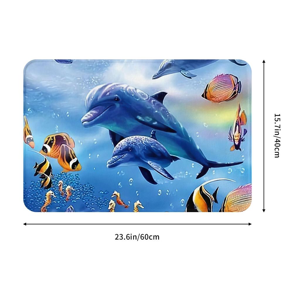 Meeresbewohner Delfin Fisch Boden Tür Küche Badezimmer Matte Rutschfest Innen Ozean Tier Fußmatte Garage Eingang Teppich Teppich