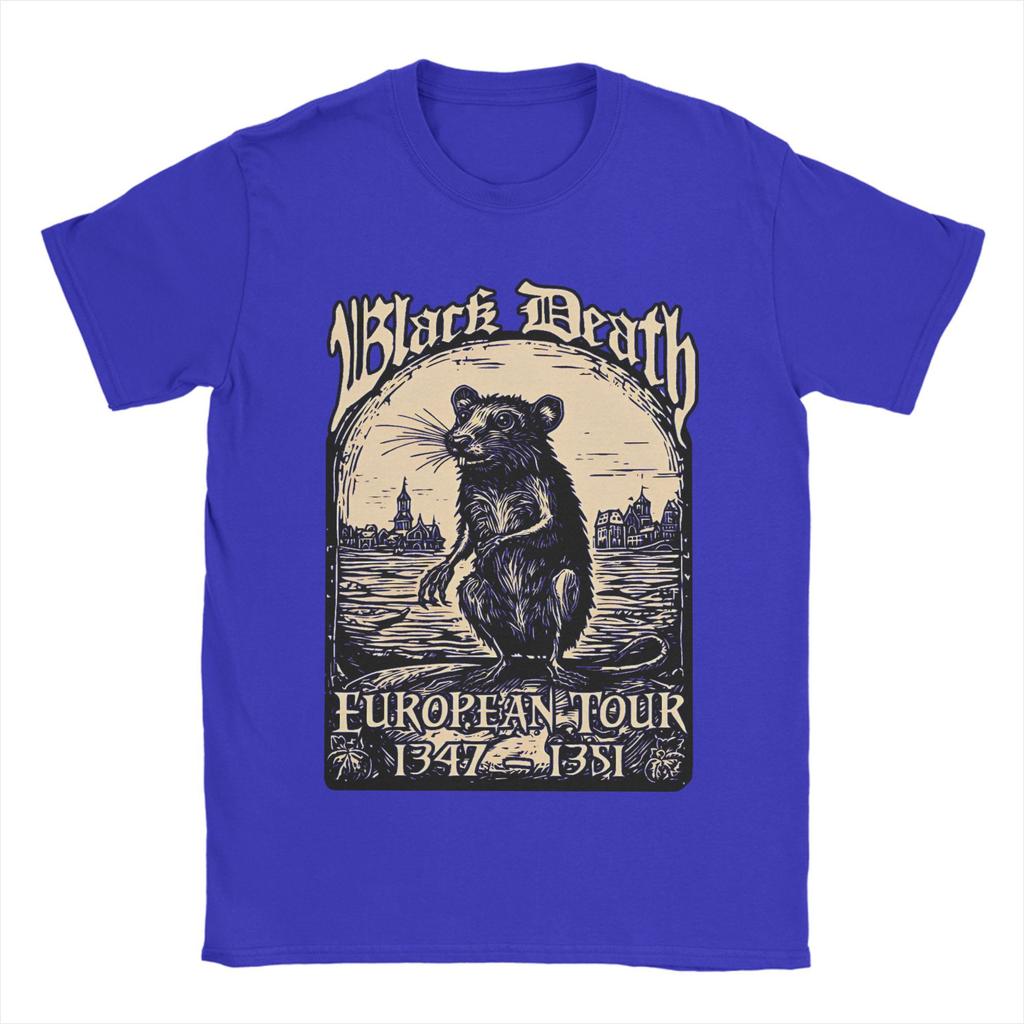 Bubonic World Tour T Shirts Men's Cotton Funny T-Shirt Round Collar Black Death European Tour Tees Short Sleeve Clothing