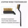 Heavy Duty Mini Industrial Toothbrush Style Wire Brush – Copper and Stainless Steel Bristles for Tough Cleaning Tasks