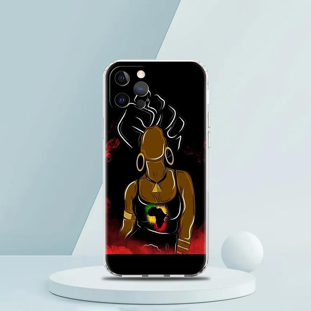 

Fashion Black Girl Phone Case for iPhone 16 15 14 13 12 Pro Max Cover Transparent for iPhone 11 Pro Max 7 8 Plus XS XR Shell Bag iPhone 15
