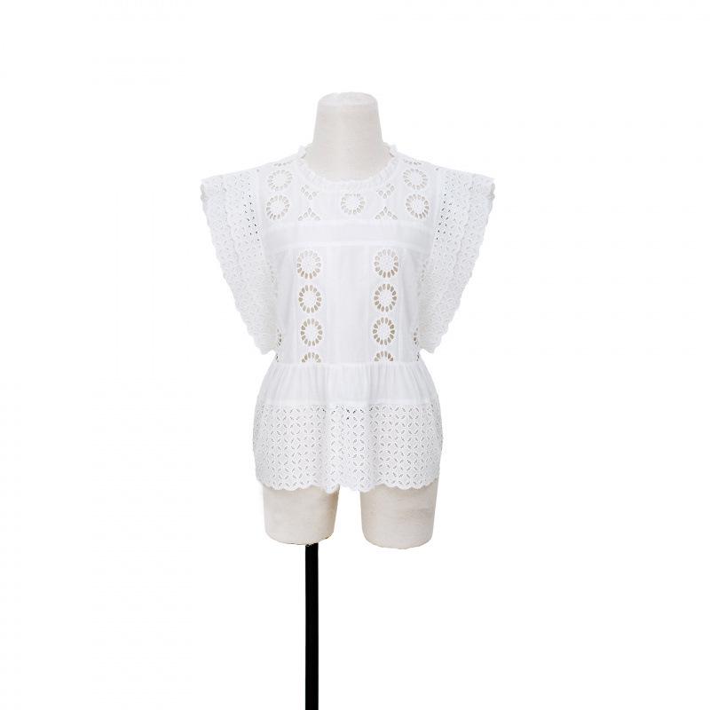 

White Organic Cotton French Embroidered Long Fairy Dress S