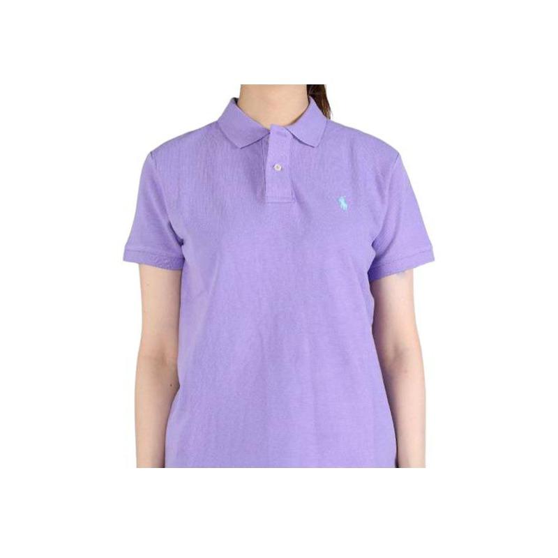 Ralph Lauren Signature Pony Embroidered Cotton Mesh Polo Shirt Women Cactus Purple 211506471-118