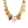 Yhpup Exclusive Stainless Steel Metal Heart Resin Flower Pendant Drop Charms Necklace 2025 Golden PVD Popular Handmade Jewelry