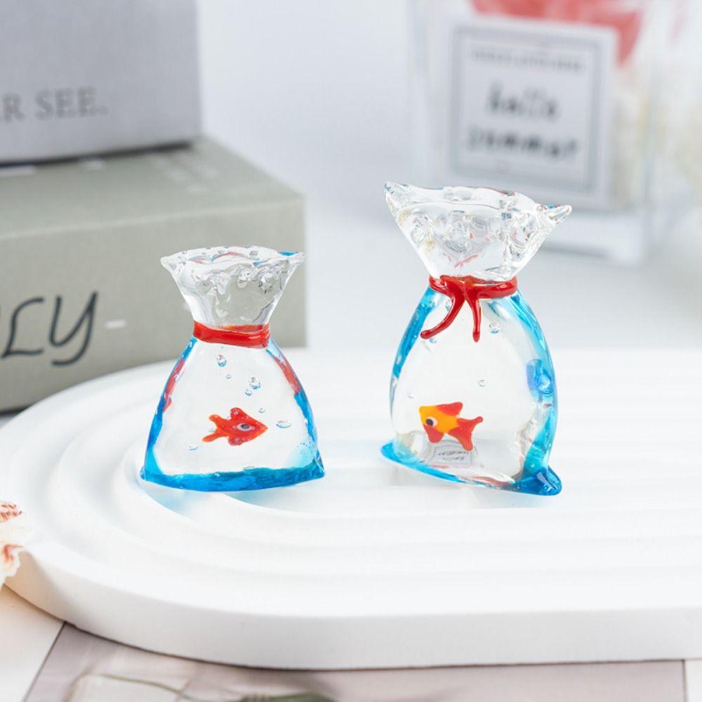 Cute Mini Glass Fish Tank Creative Handcrafted Glass Fish  Desktop Decoration