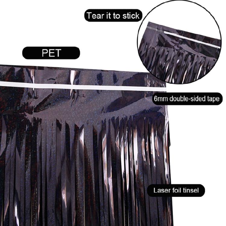 Black Foil Curtain Backdrop for Halloween Party Birthday Wedding Decorations