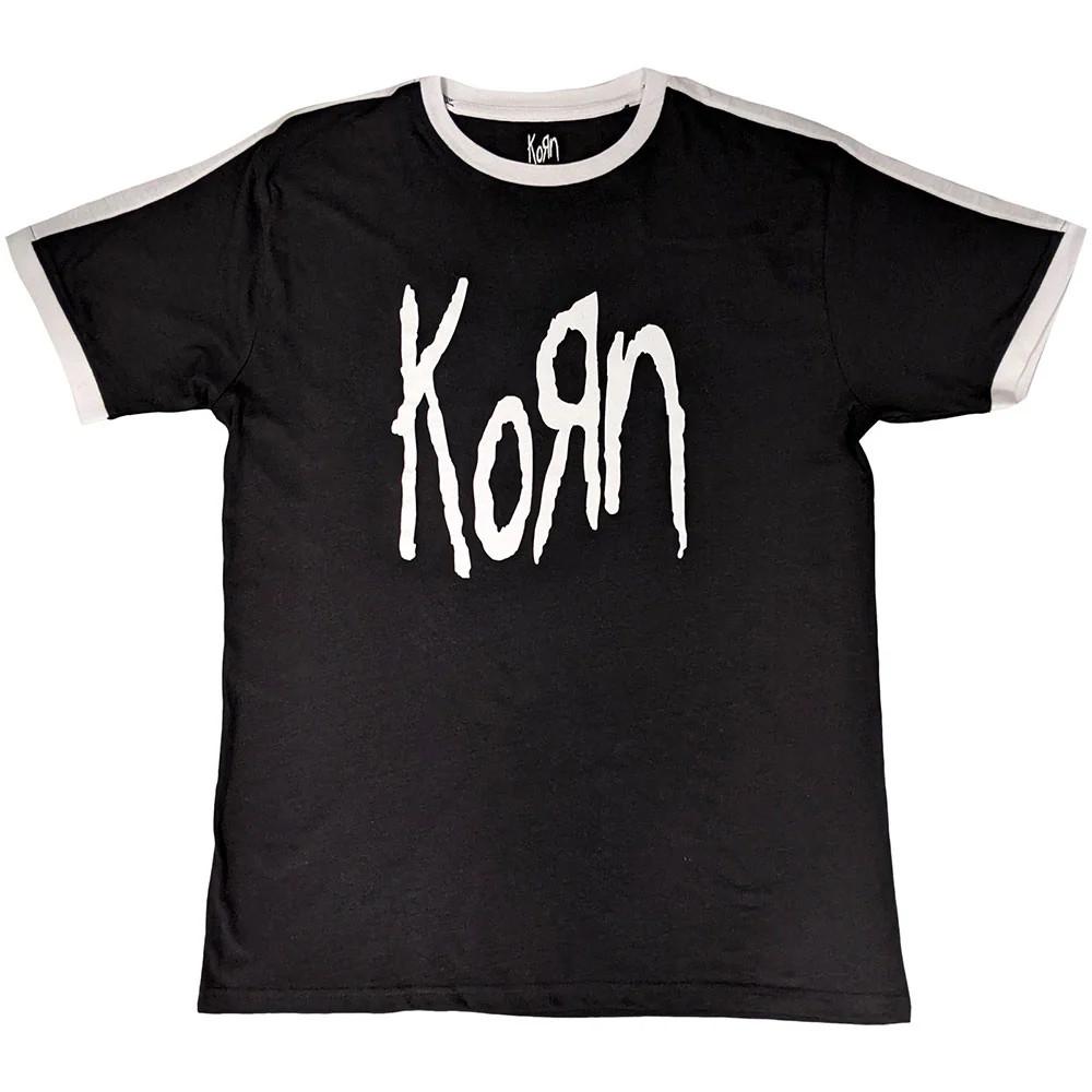 Korn Ringer T-Shirt: Logo (Schwarz) OFFIZIELL Neu