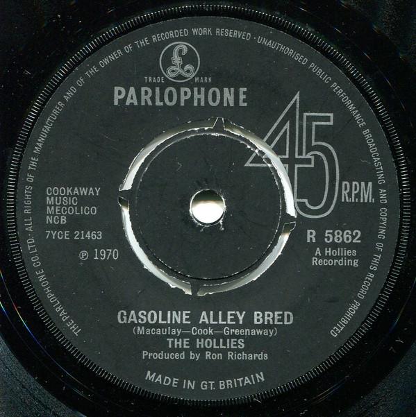 

7inch Record HOLLIES Gasoline Alley Bred R5862 Parlophone 1970 UK Pop Used