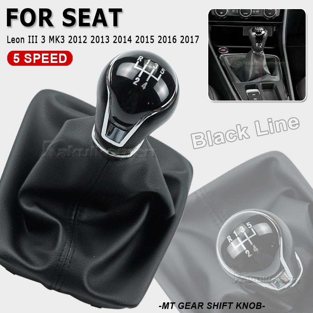 Gear Shift Knob Lever Shifter 5/6 Speed ABS With Leather Gaiter Complete Sets For Seat Leon III 3 MK3 5 Doors 2012-2017