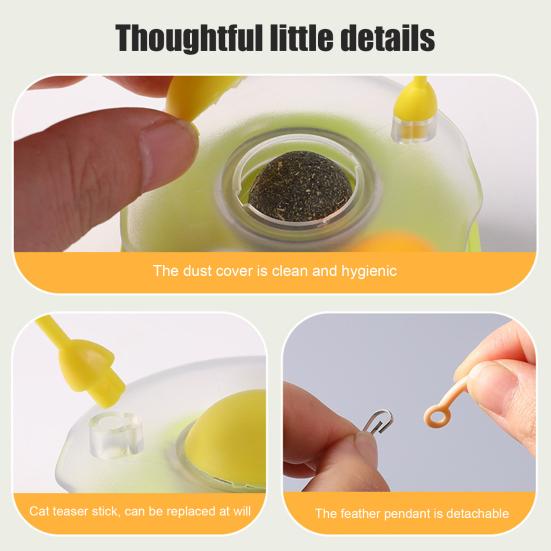 4-in-1 Interactive Cat Feather Toy for Indoor Cats Tumbler Cat Toy with Ball Track Catnip Ball Teasing Feather Kitten Exercise Toy for All Breeds