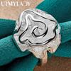 925 Sterling Silver Rose Flower 6-10 # Pierścionek dla kobiet Wedding Party Fashion Charm Biżuteria