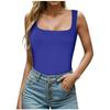 Canotta da donna senza maniche con scollo quadrato, vestibilità aderente, tinta unita, canottiera basic, top casual elasticizzati bodycon