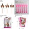 Wreath Unicorn Kids Birthday Party Supplies Colorful Tableware Plates Cup And Forks