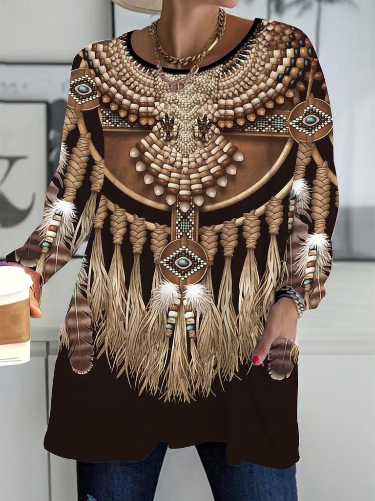 2025 Herbst Winter Neue Übergröße Damen Tops, Schmetterling 3D Druck Mode Rundhals Langarm T-Shirts