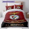 Benfica Eagle Crest Custom Name Pattern Bedding Quilt Set Quilt Cover Pillowcase Home Birthday Gift(1 * Duvet Cover + 2 * Pillowcase, Without Core)
