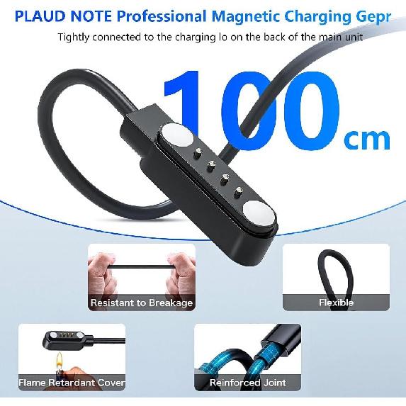 2 Pack Charger Cable Compatible with PLAUD Note 3.3FT 4 Pin Replacement Magnetic USB Charging Cable for PLAUD Note Voice Recorder Includes Cable Ties