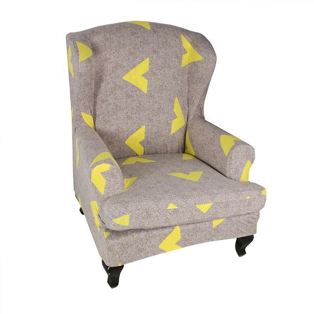 Elastischer Sesselbezug, bedruckt, für schräge Armlehnen, King-Back-Stuhlbezug, Stretch-Schonbezug, De Sillon Wingback-Stuhlbezug