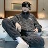 Men's G5Z Thick Plush Coral Fleece Pajamas - Warm Flannel for Autumn & Winter