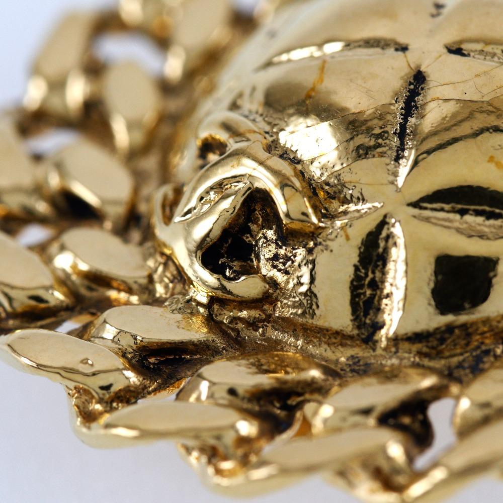 CHANEL COCO Mark Earring Matelasse Chain vintage Plated Gold 19.1g Women Used