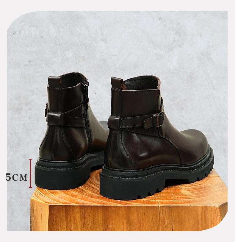 Men's Chelsea Boots 2025: Genuine Leather, Height-Enhancing, Thick Sole Martin Boots for Autumn/Winter