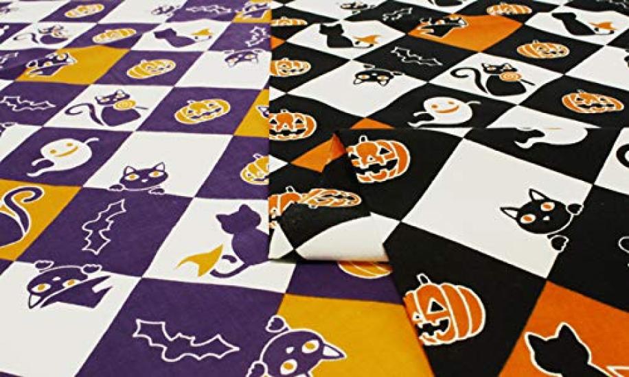 Somenoanbo Tenugui Cat Halloween Hand Authentic Made in 35cm x 100cm "Black Purple" Towel, Dyed, 100% Cotton, Tokuoka, Japan,
