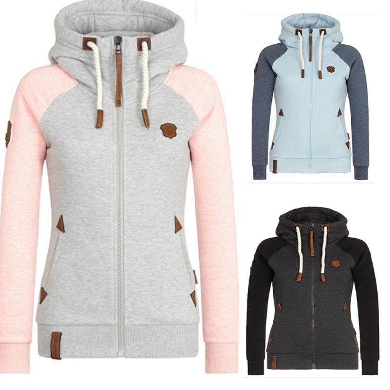 Luxurious Womens Fashion Zipper Sweater Hooded Cardigan Casual Hoodies Jacket Coat Tops