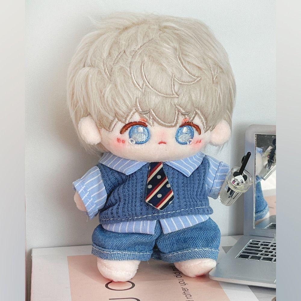 10cm Clothes Changing Dress Game Blue Brown Blouse Pants Suit Playing House Photo Prop Mini Shirt Necktie Pants Set Gift