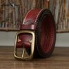 Fashionable Retro Leather Belt for Men Genuine Leather Pure Cowhide Copper Buckle Casual Jeans Belt